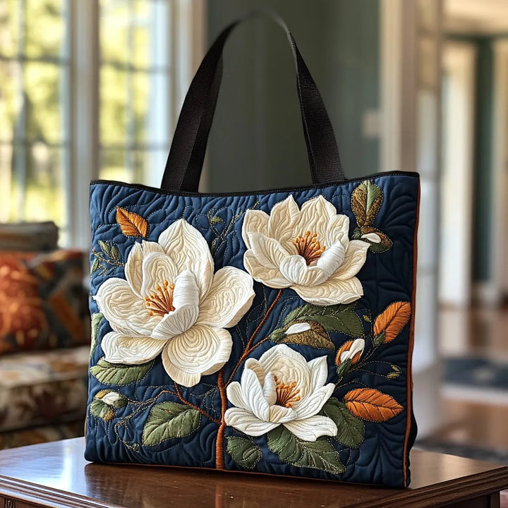 Quilted Tote Bag - Delicate Magnolia