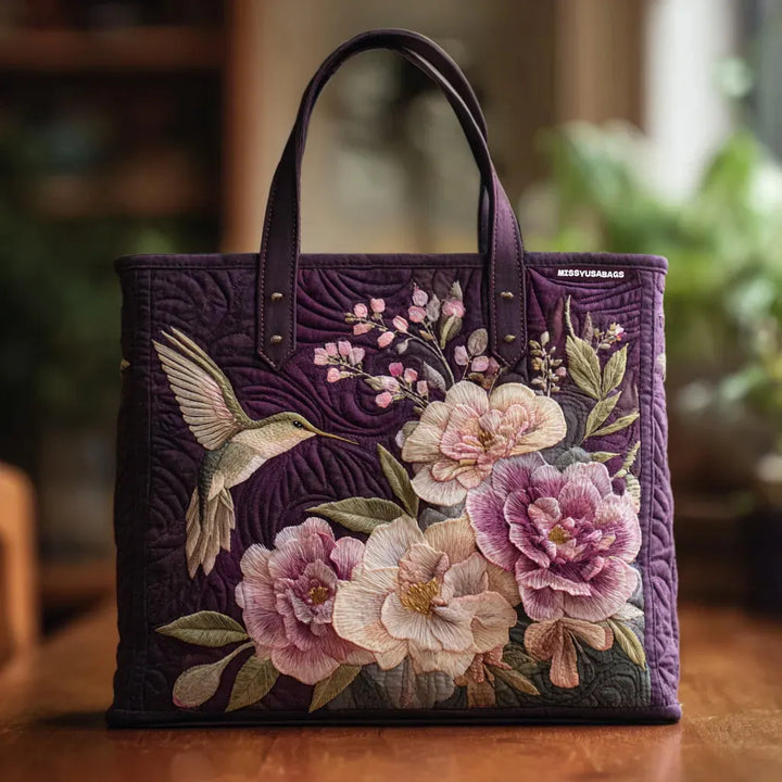 Quilted Artisan Bag - Hummingbirds and Orchids