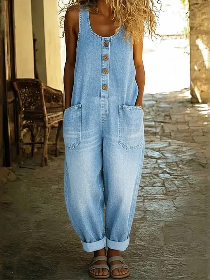 Nancy | Vintage Washed Cotton Denim Overalls